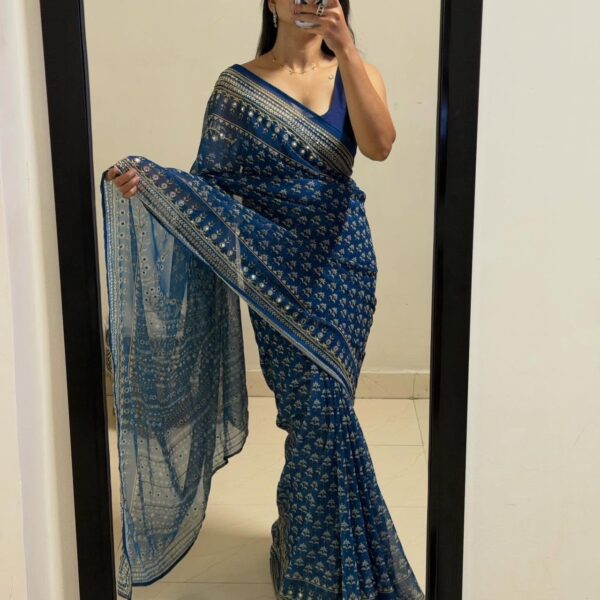 Georgette designer handwork party wear saree 