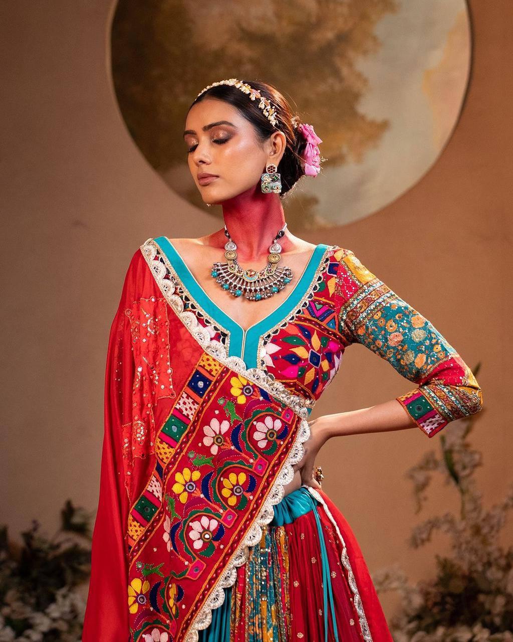 Printed lehenga choli in heavy Muslin cotton