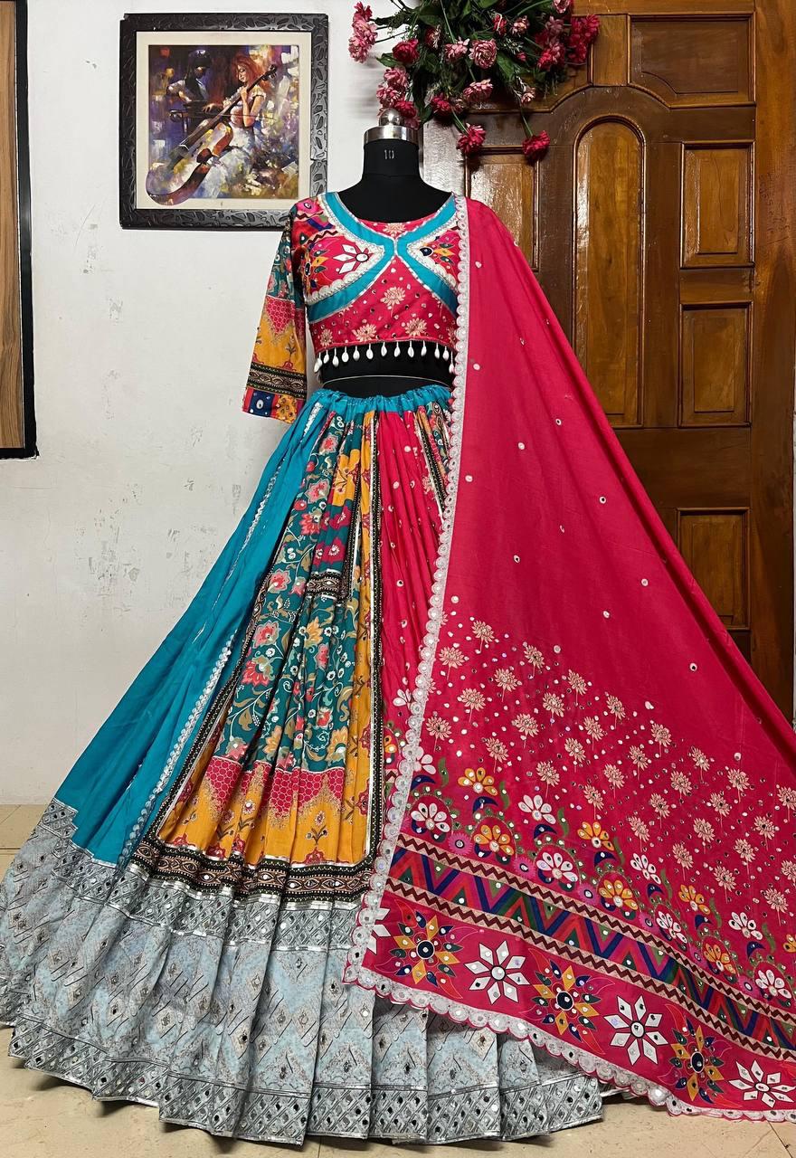 Printed lehenga choli in heavy Muslin cotton - Image 3