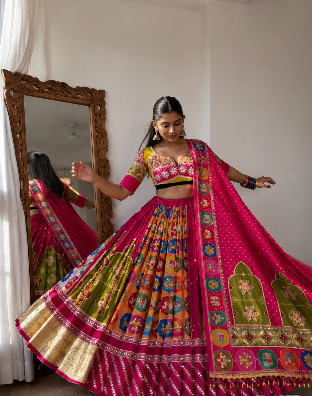Pink Chaniya Choli with Muslin Cotton - Image 2