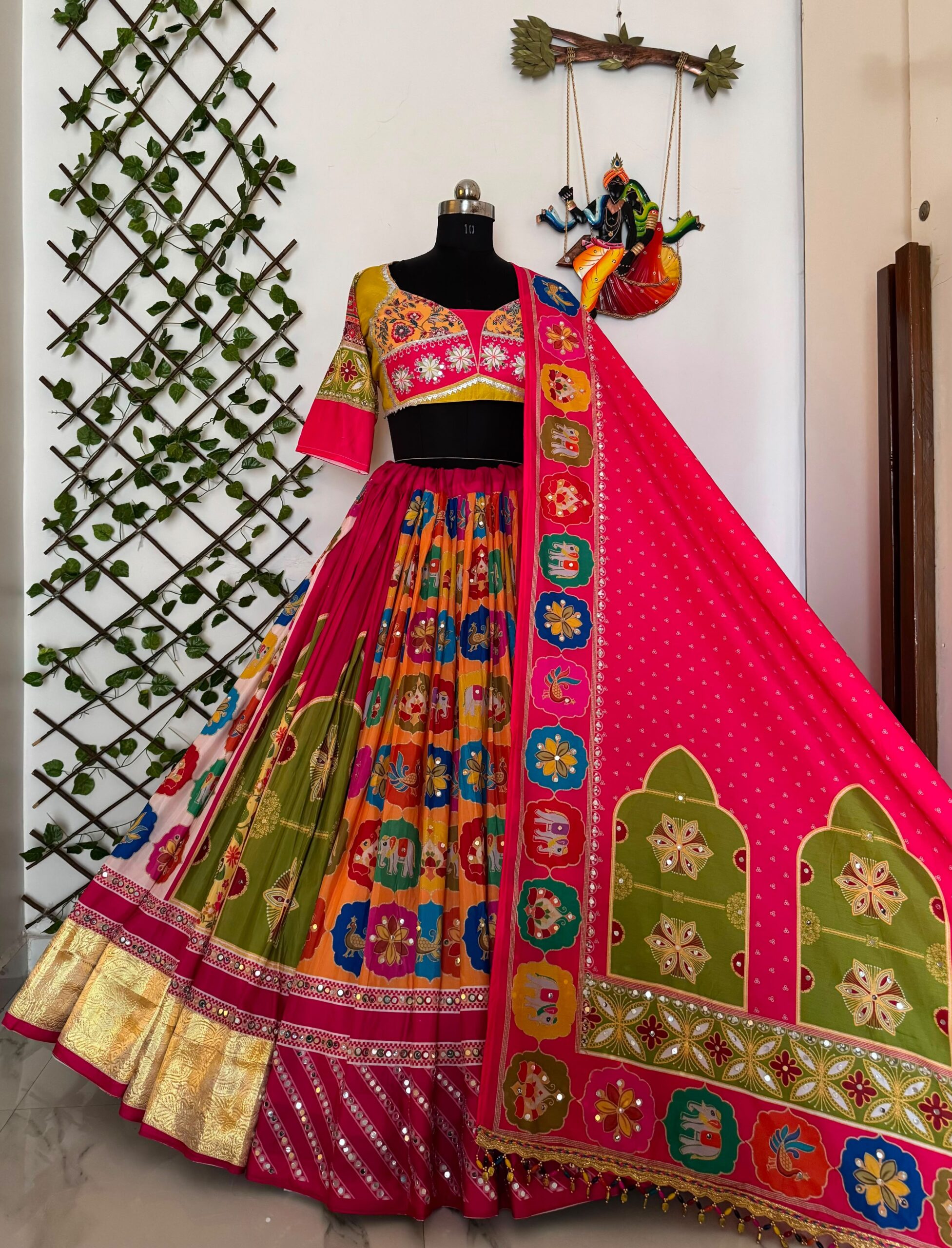 Pink Chaniya Choli with Muslin Cotton - Image 3