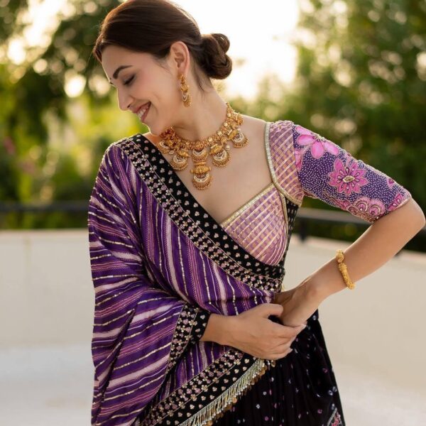 Malai Silk Navratri Lehenga Choli with Work