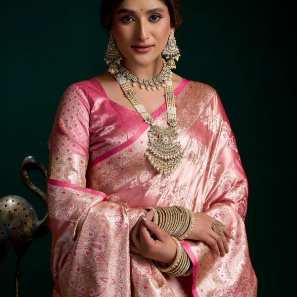 Satin Silk Saree with stylish Pom-Pom Pallu