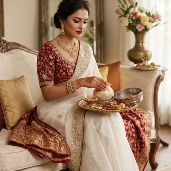 Soft Space Silk Saree with Work