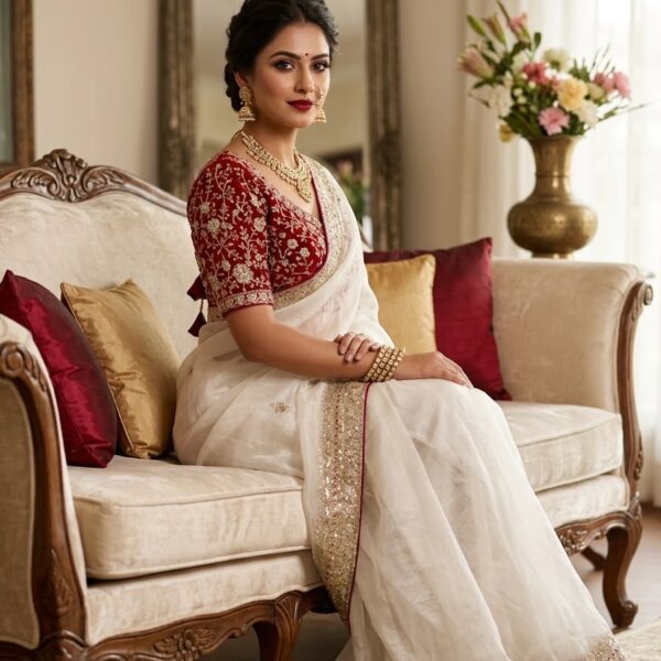 Soft Space Silk Saree with Work