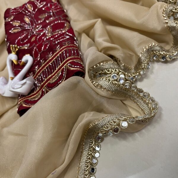 Rangoli Crush Saree With Bits Sequence