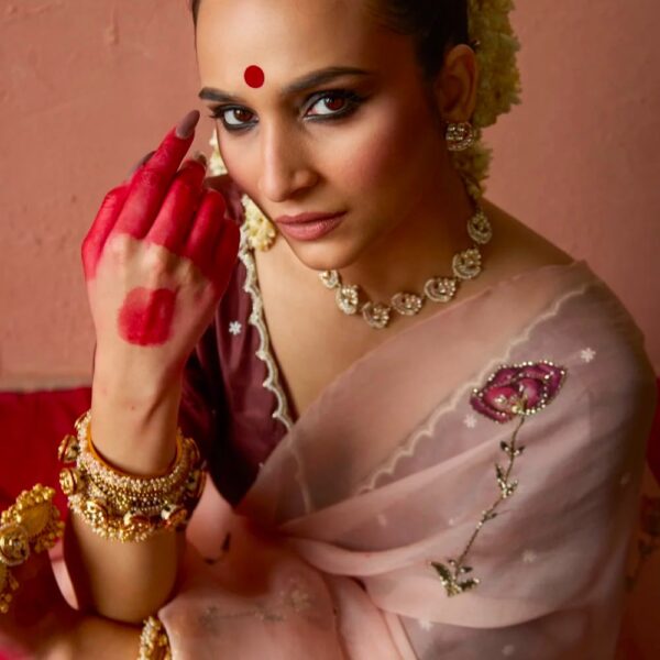 Soft Tabi flower print organza saree