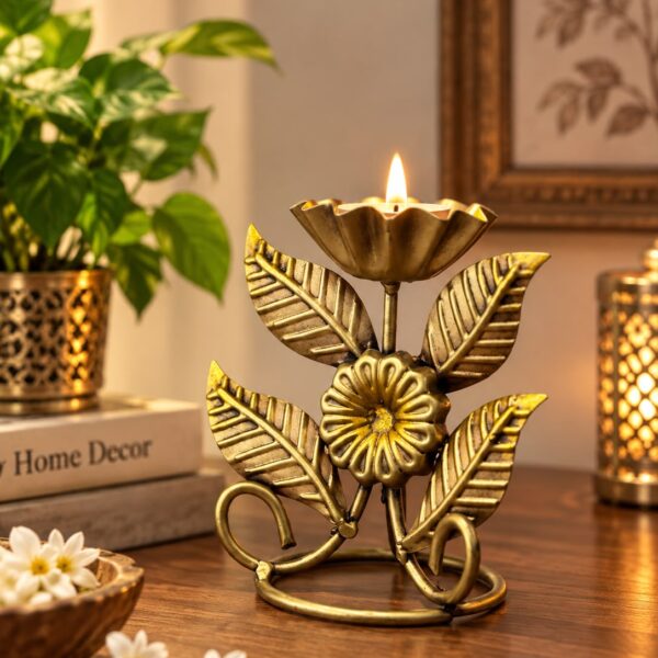 Table Decoration Golden Flower T light Holder