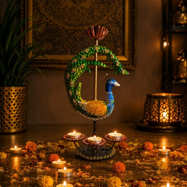 Peacock Diya Tealight Stand