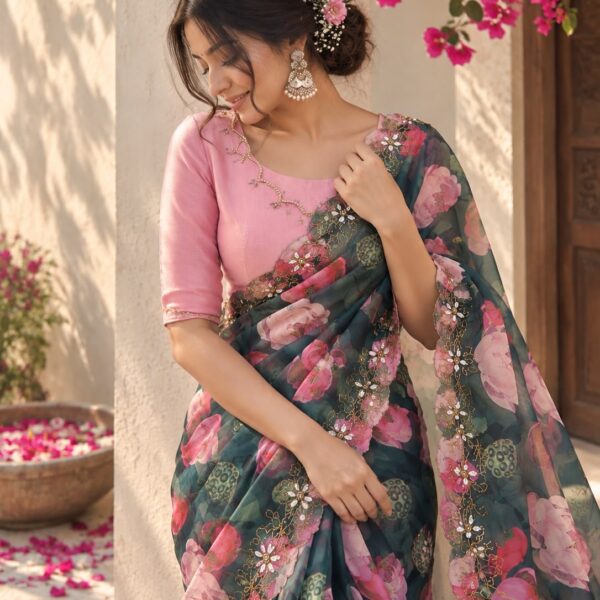 Soft Tebi silk digital printed saree