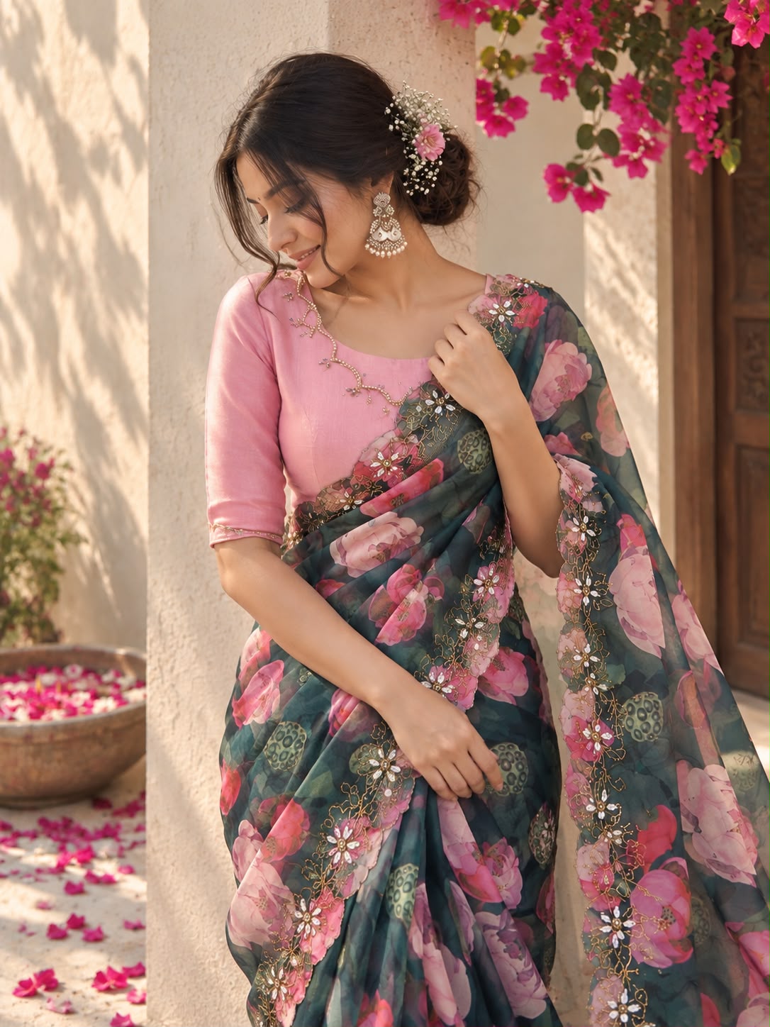 Soft Tebi silk digital printed saree