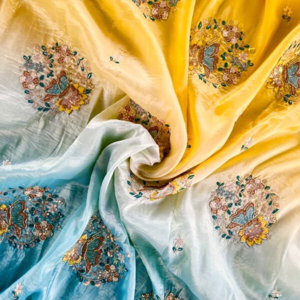 Pure soft pedding concept saree with handwork