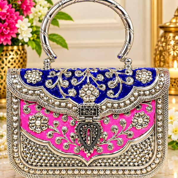 German silver meena clutch bag