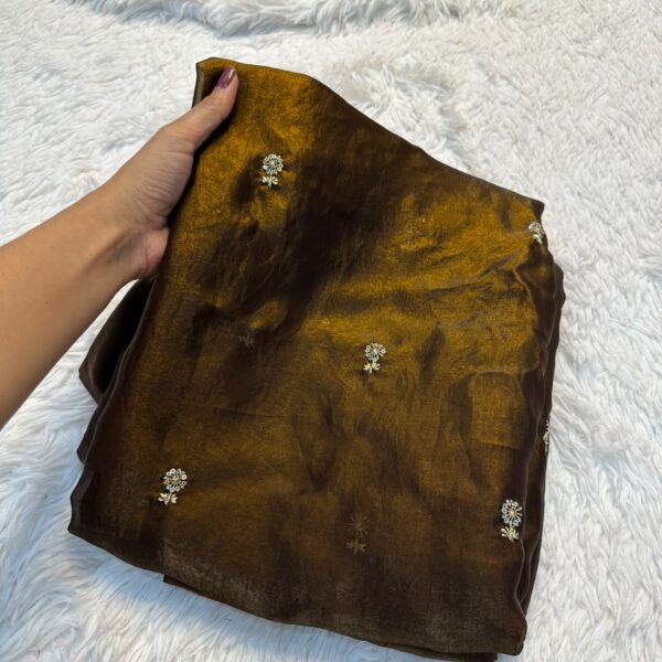 Brown Space Satin Saree
