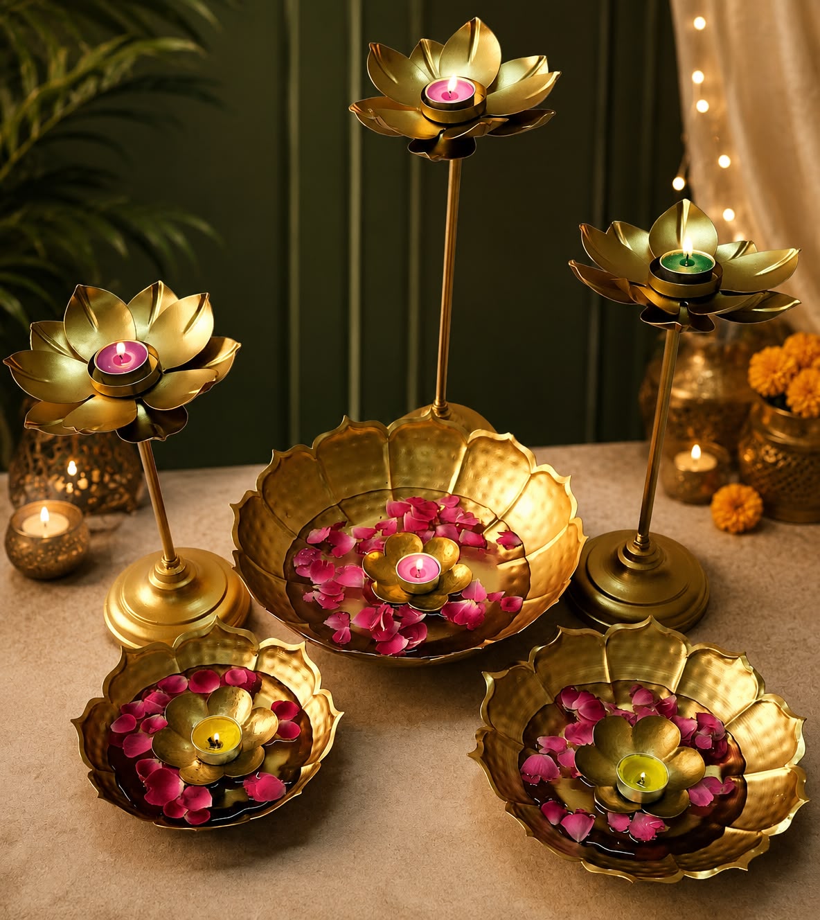 Tashla Urli with Candle Stand and Diya - Image 2