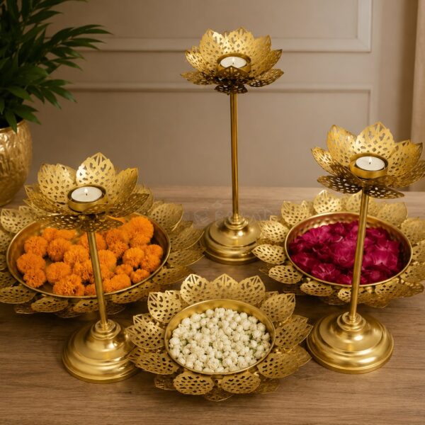 Net Petal Bowl Urli with Lotus Stand
