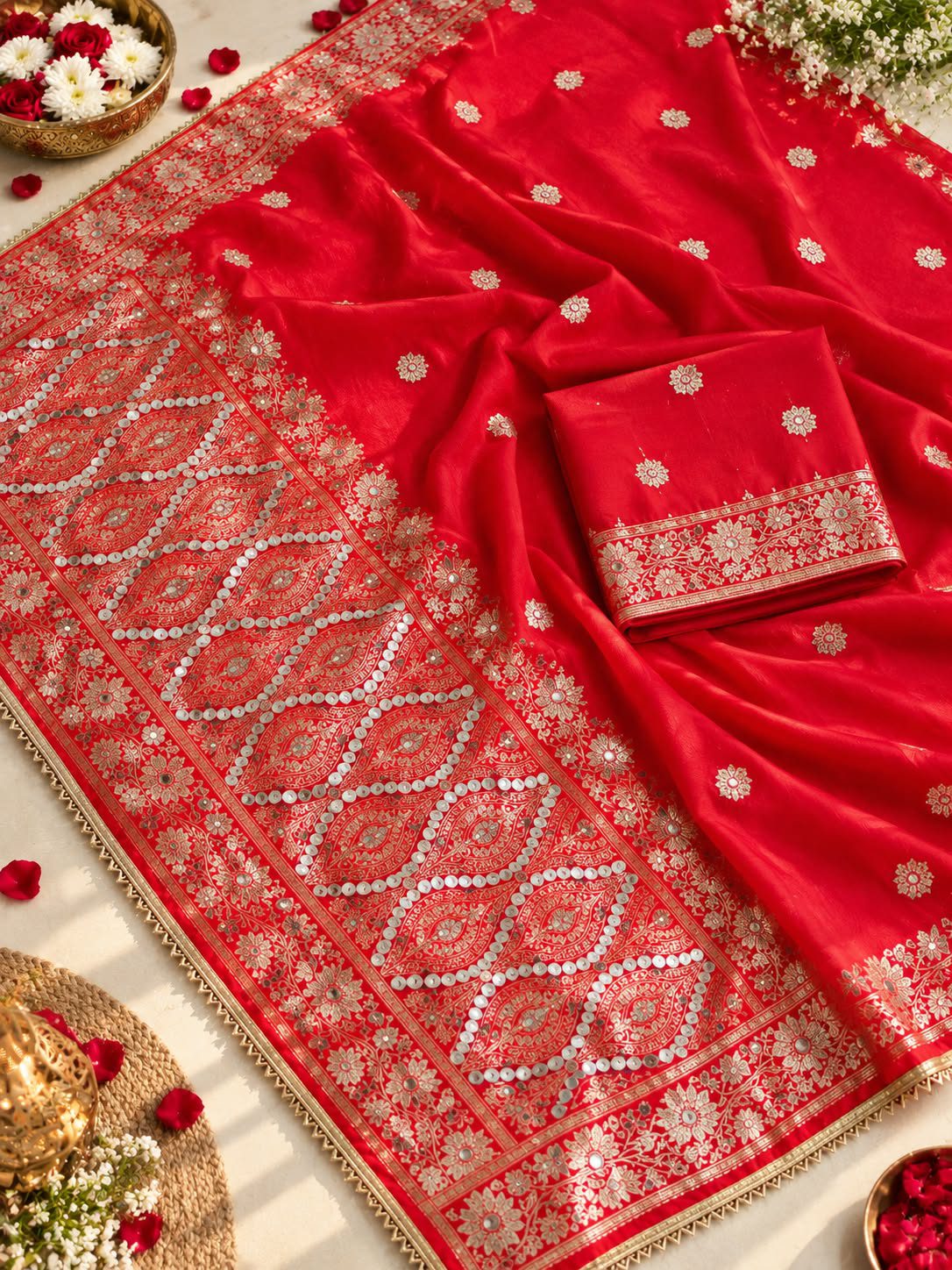Banarasi Soft Silk Sarees with zari motifs - Image 3