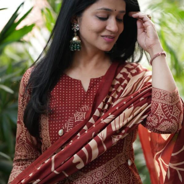 Pannel print kurta 3 pcs set pant set