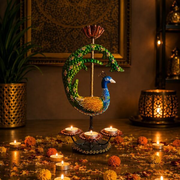 Peacock Diya Tealight Stand