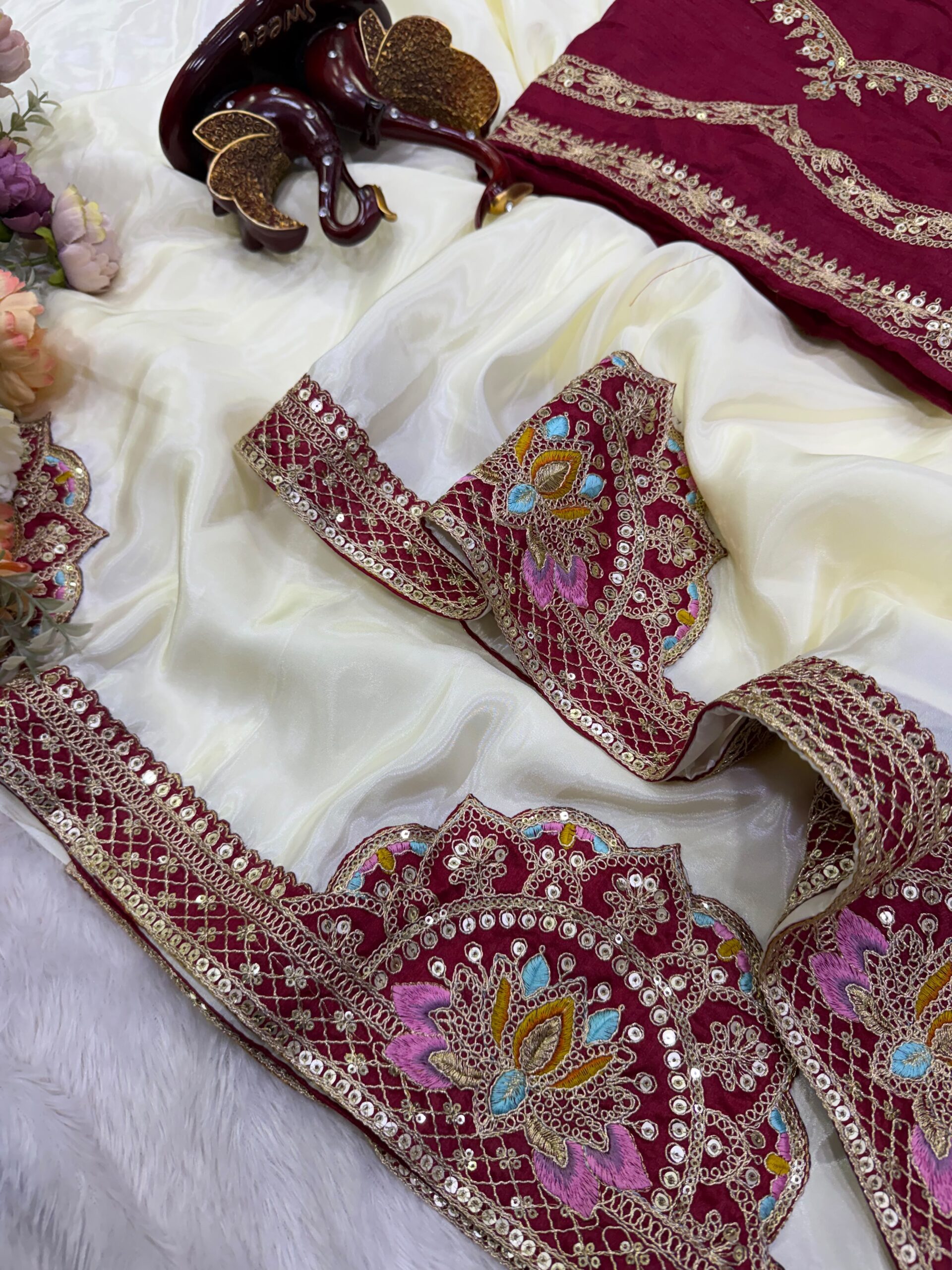 Dori Silk saree with Sequence Work - Image 3