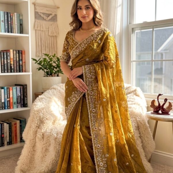 Frendy Chiffon Saree with Embroidery Work