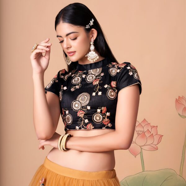 Golden Mustard & Black Festive Lehenga Choli