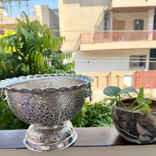 German silver urli/planter/Fruit bowl stand