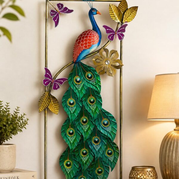 Vertical Wall Decor Designer Peacock frame