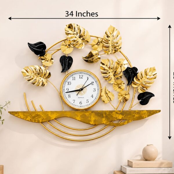 Golden Leaves wall Clock