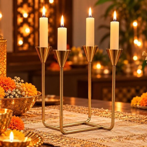 Candle holder for 4 candles in dual color finish