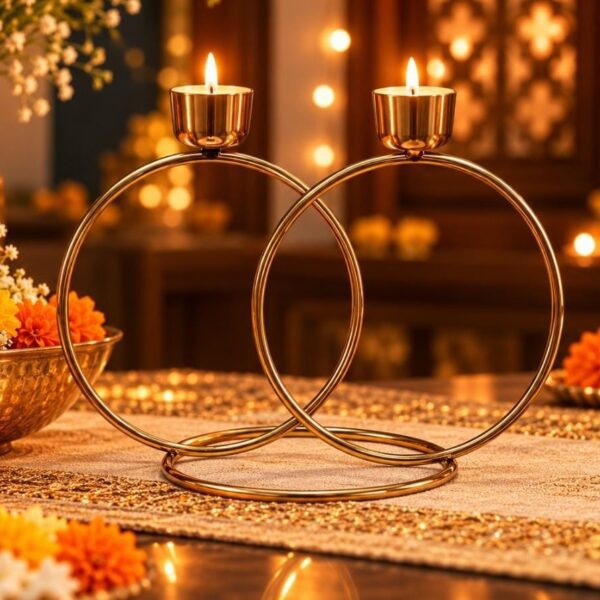 Candle holder for 2 candles in dual color finish