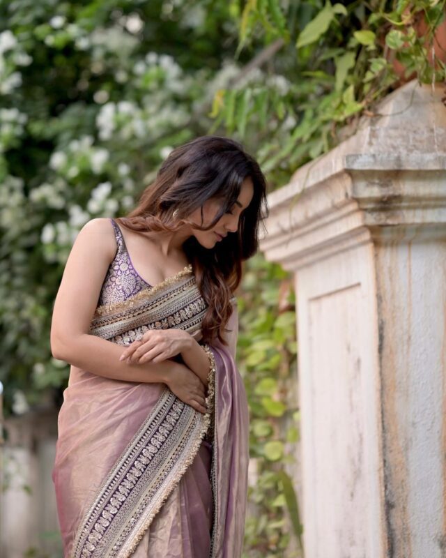 Soft Twil Net Saree with Handwork Work - Image 2