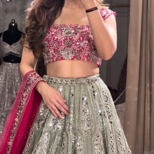 Heavy Faux Georgette Lehenga With Embroidery