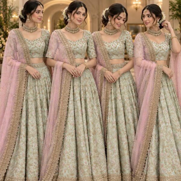Mulberry Silk Lehenga Embellished With Work