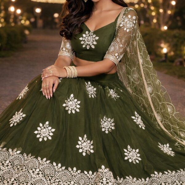 Heavy Chain Stitch Work Stitched Lehenga Choli