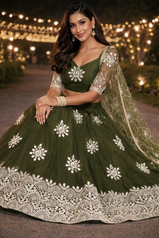 Heavy Chain Stitch Work Stitched Lehenga Choli