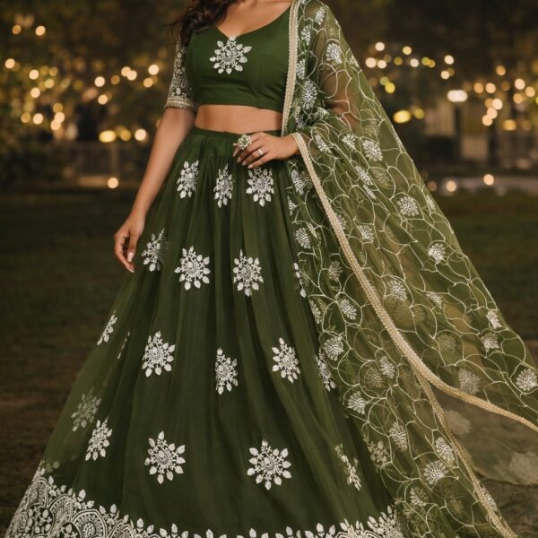 Heavy Chain Stitch Work Stitched Lehenga Choli